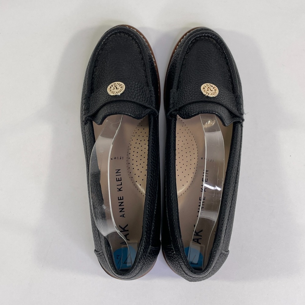 Anne Klein Women's  7 1/2 M Black Pebbled iflex Slip On Loafers Excellent - Picture 6 of 7